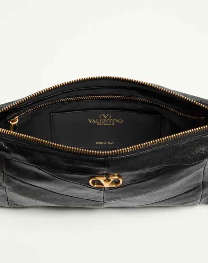 Valentino Garavani Panthea Small Shoulder Bag In Nappa Leather With A Chevron Pattern