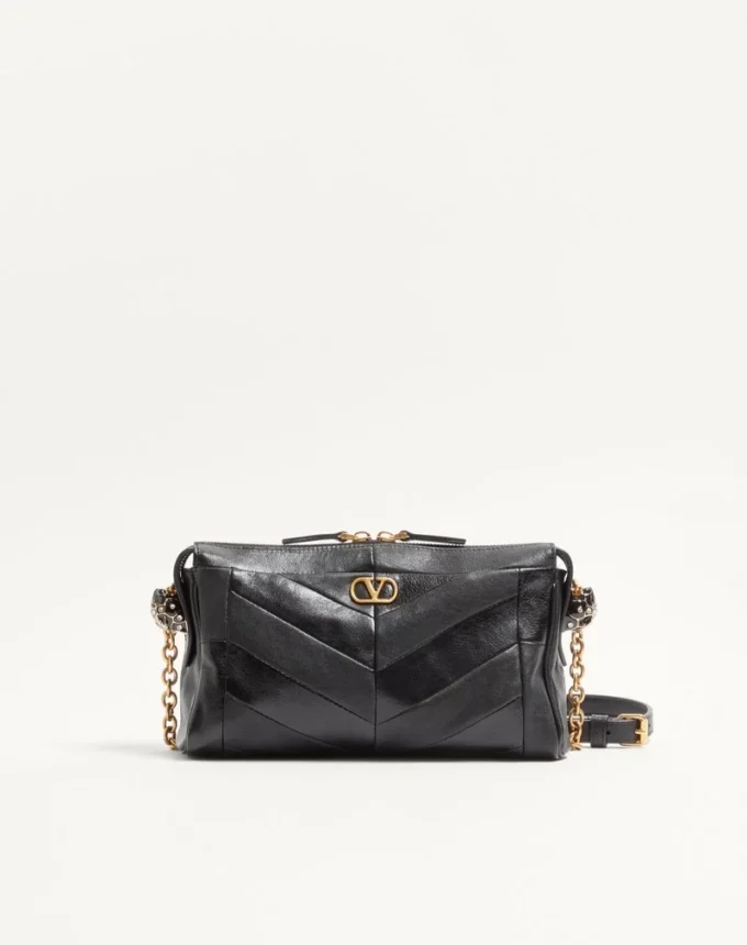 Valentino Garavani Panthea Small Shoulder Bag In Nappa Leather With A Chevron Pattern
