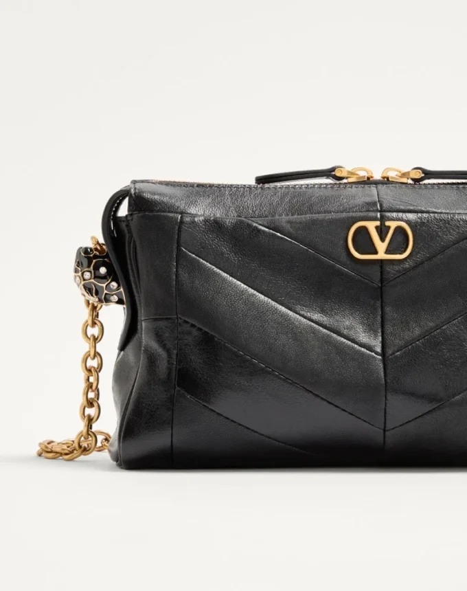 Valentino Garavani Panthea Small Shoulder Bag In Nappa Leather With A Chevron Pattern