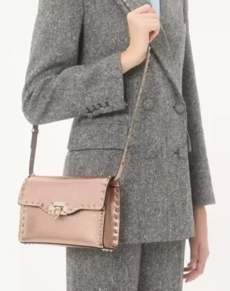 Valentino Garavani Rockstud Small Crossbody Bag In Laminated Grainy Calfskin Leather