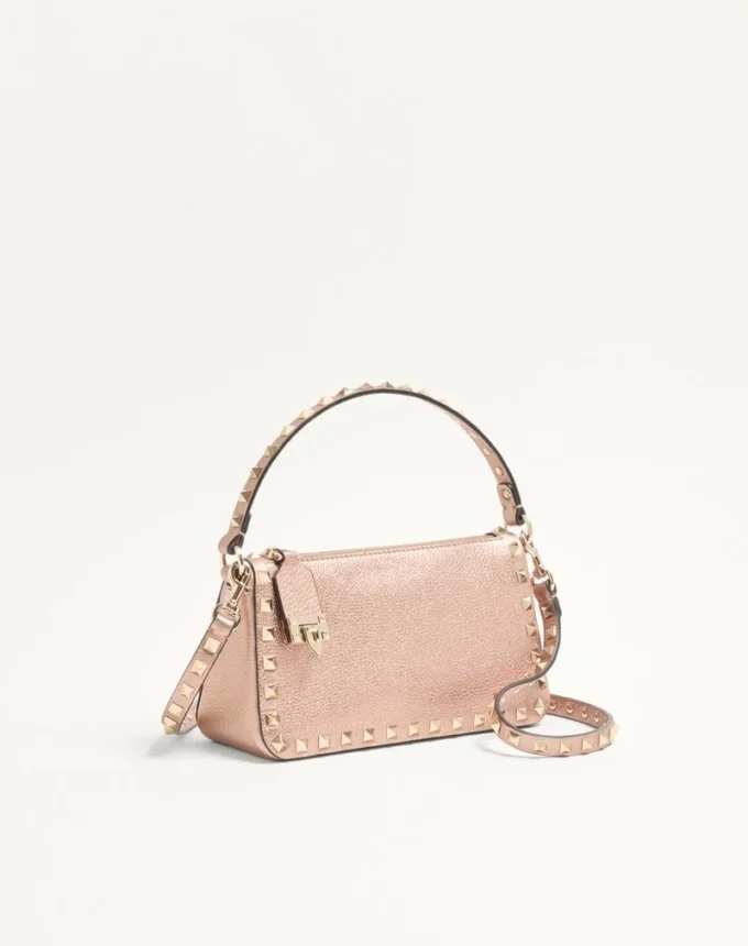 Valentino Garavani Rockstud Small Crossbody Bag In Laminated Grainy Calfskin Leather Valentino Garavani Rockstud Small Crossbody Bag In Laminated Grainy Calfskin Leather