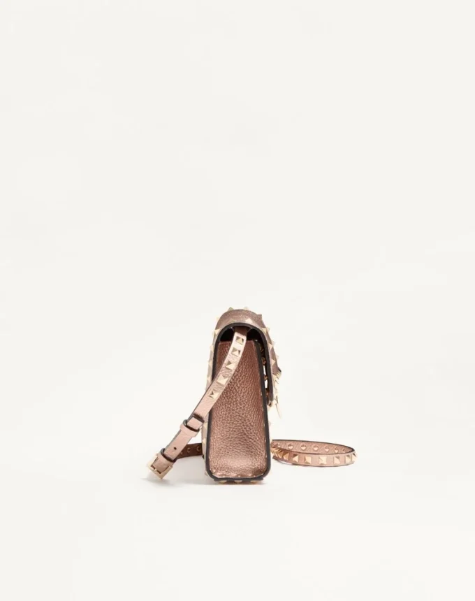 Valentino Garavani Rockstud Small Crossbody Bag In Laminated Grainy Calfskin Leather