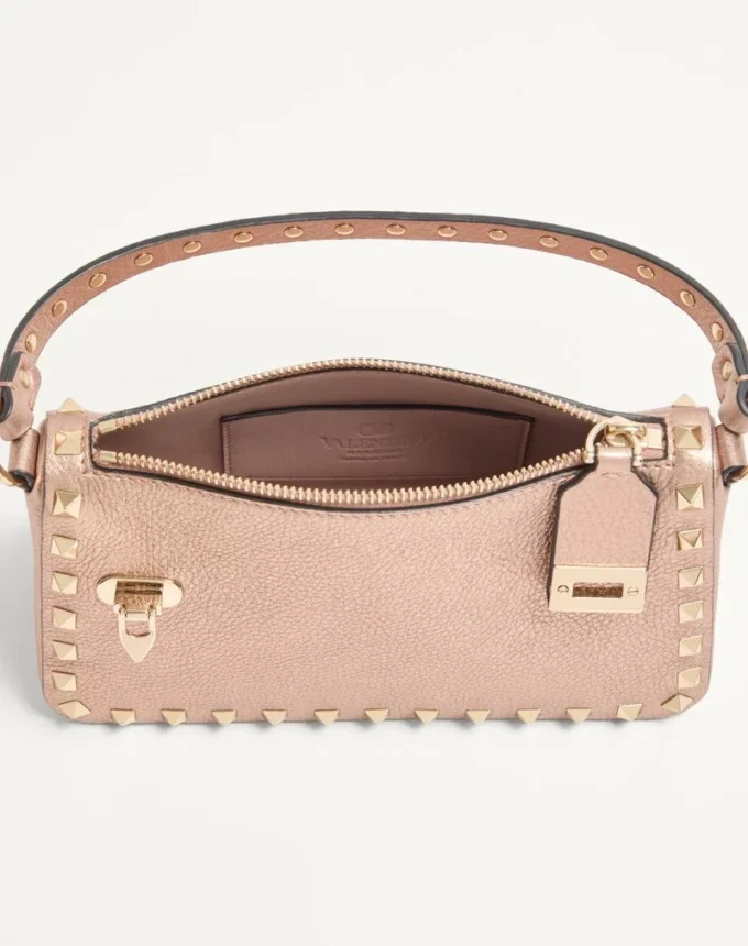 Valentino Garavani Rockstud Small Crossbody Bag In Laminated Grainy Calfskin Leather Valentino Garavani Rockstud Small Crossbody Bag In Laminated Grainy Calfskin Leather