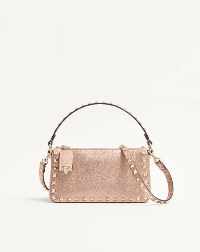 Valentino Garavani Rockstud Small Crossbody Bag In Laminated Grainy Calfskin Leather Valentino Garavani Rockstud Small Crossbody Bag In Laminated Grainy Calfskin Leather