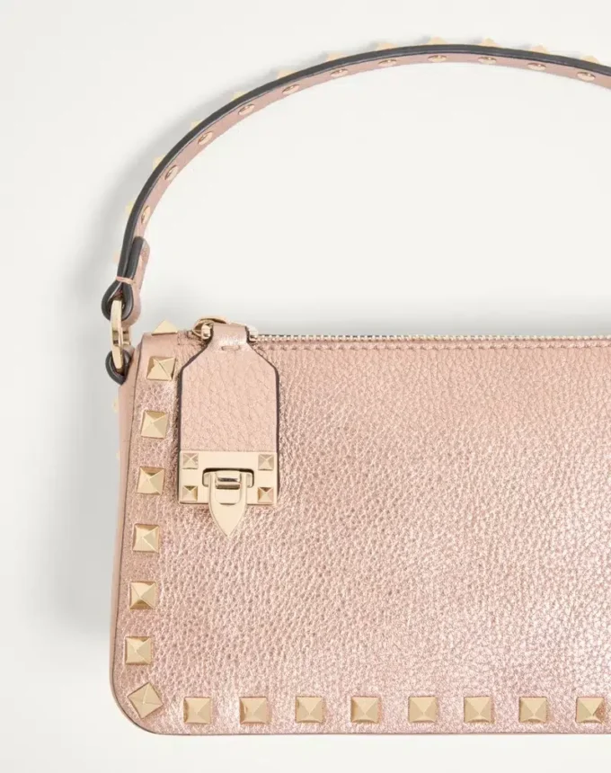 Valentino Garavani Rockstud Small Crossbody Bag In Laminated Grainy Calfskin Leather Valentino Garavani Rockstud Small Crossbody Bag In Laminated Grainy Calfskin Leather