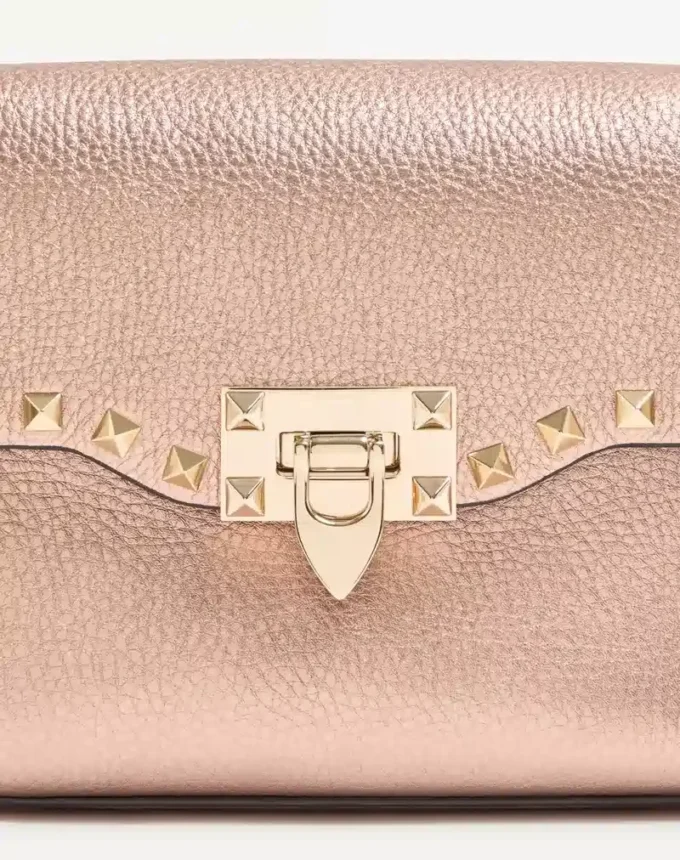 Valentino Garavani Rockstud Small Crossbody Bag In Laminated Grainy Calfskin Leather