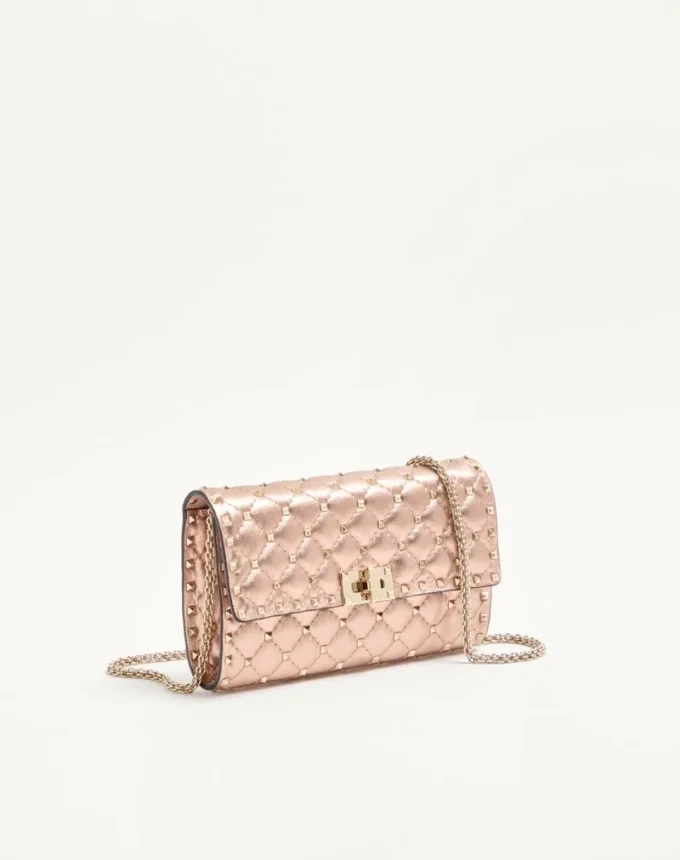 Valentino Garavani Rockstud Spike Shoulder Bag In Laminated Nappa Leather Valentino Garavani Rockstud Spike Shoulder Bag In Laminated Nappa Leather