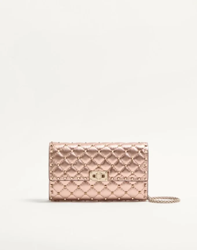 Valentino Garavani Rockstud Spike Shoulder Bag In Laminated Nappa Leather Valentino Garavani Rockstud Spike Shoulder Bag In Laminated Nappa Leather