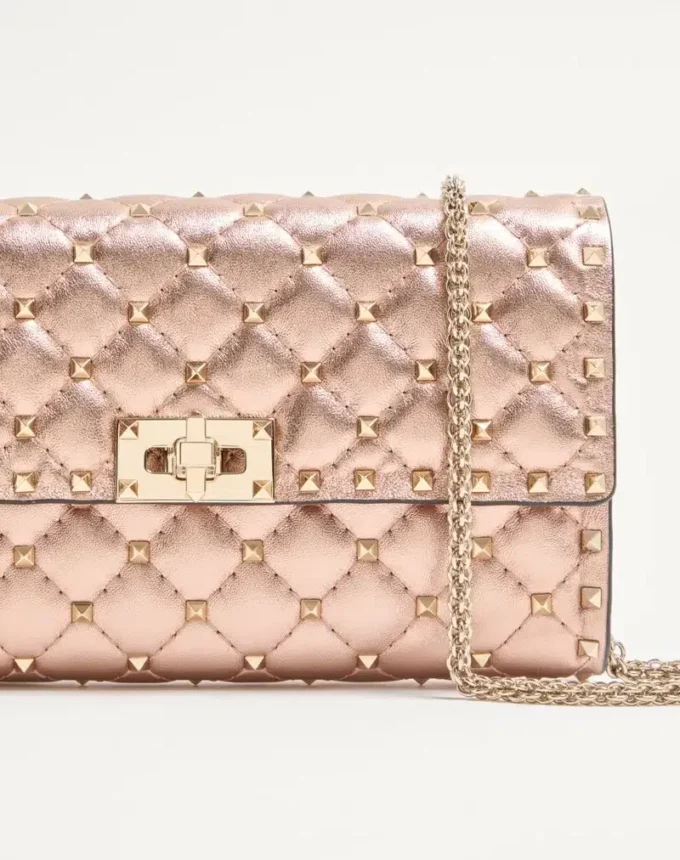 Valentino Garavani Rockstud Spike Shoulder Bag In Laminated Nappa Leather Valentino Garavani Rockstud Spike Shoulder Bag In Laminated Nappa Leather