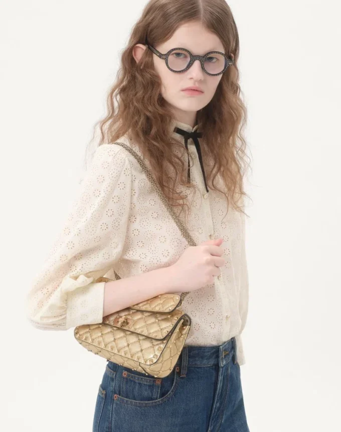 Valentino Garavani Rockstud Spike Small Laminated Nappa Bag