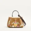 Valentino Garavani Small Shopping Bag In Embroidered Suede With Sheepskin Lining Valentino Garavani Small Shopping Bag In Embroidered Suede With Sheepskin Lining