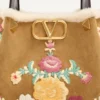 Valentino Garavani Small Shopping Bag In Embroidered Suede With Sheepskin Lining Valentino Garavani Small Shopping Bag In Embroidered Suede With Sheepskin Lining
