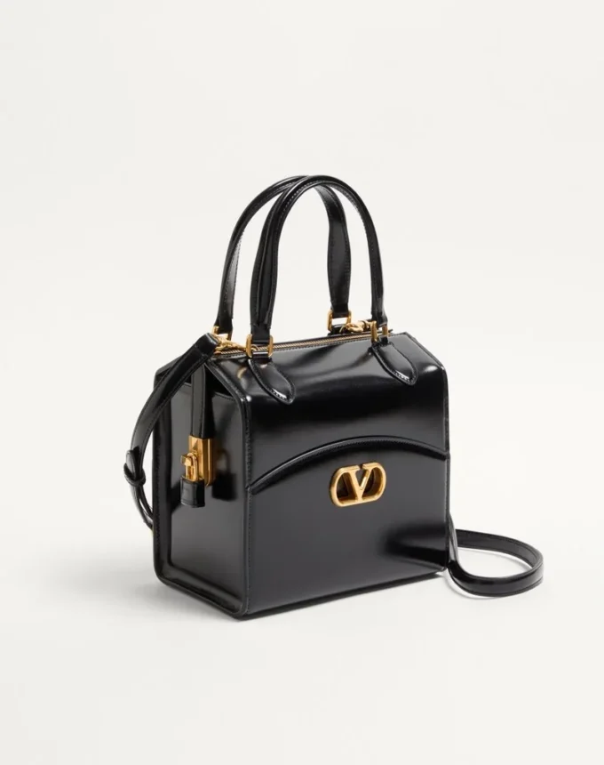 Valentino Garavani Vain-Case Bowling Bag In Shiny Calfskin