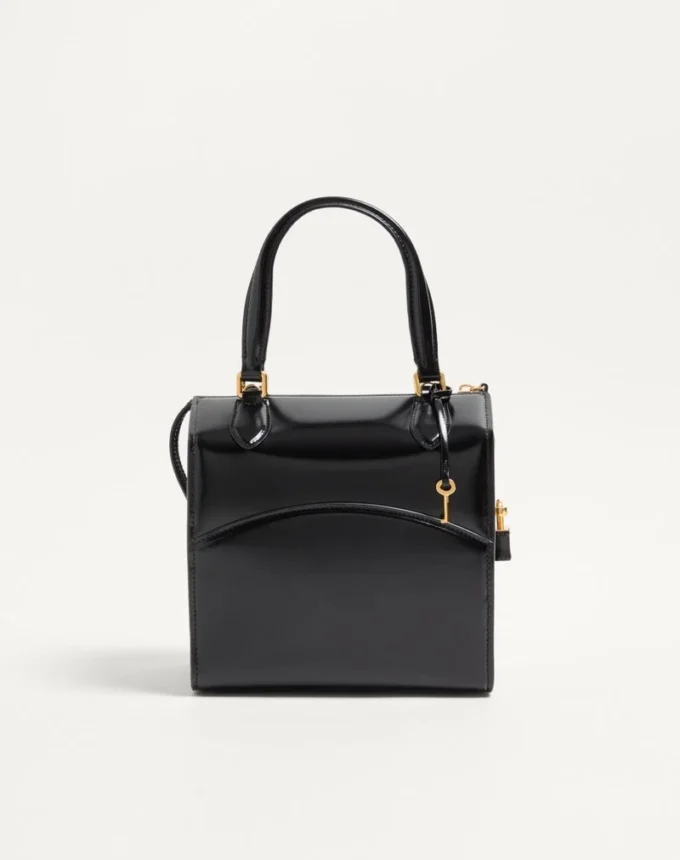 Valentino Garavani Vain-Case Bowling Bag In Shiny Calfskin