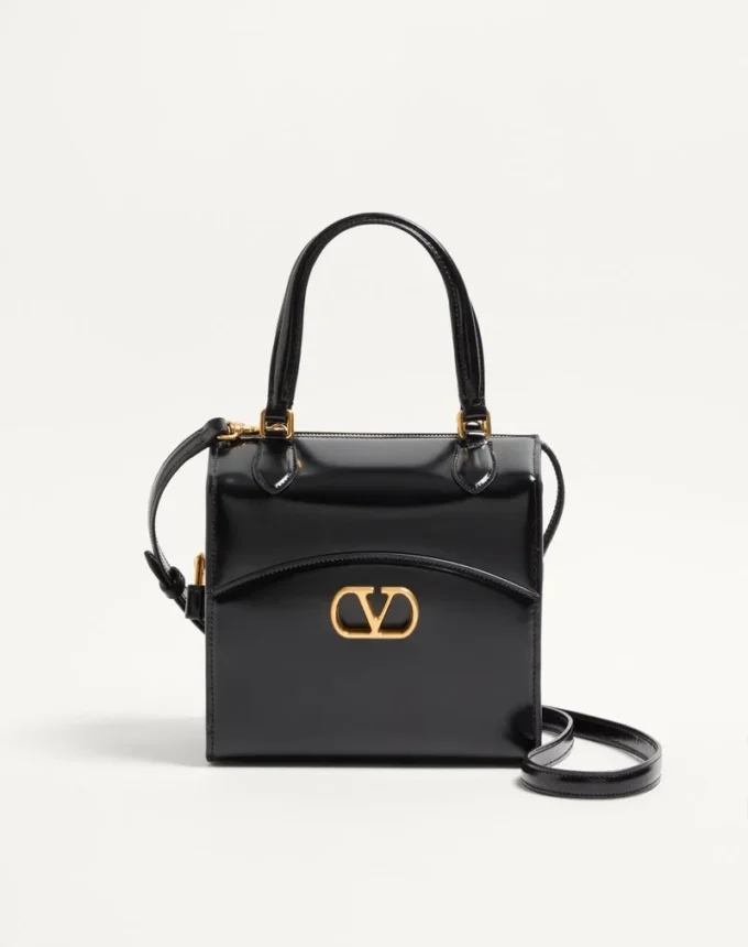 Valentino Garavani Vain-Case Bowling Bag In Shiny Calfskin