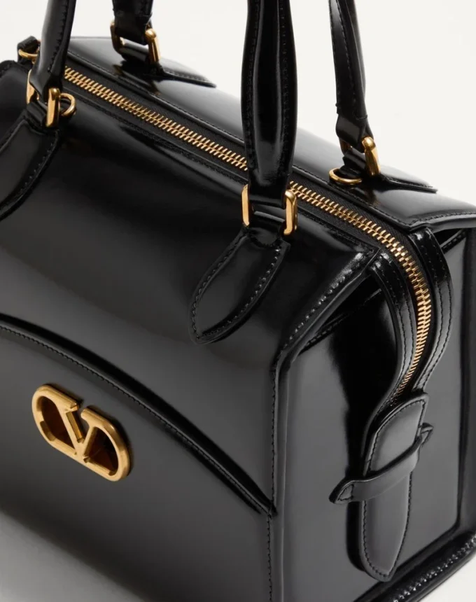 Valentino Garavani Vain-Case Bowling Bag In Shiny Calfskin