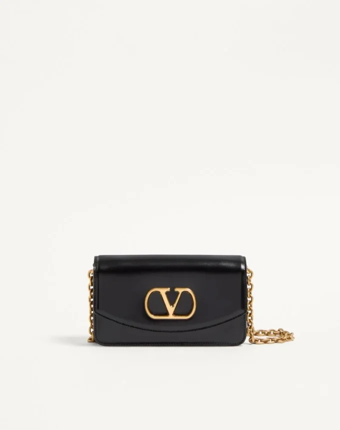 Valentino Garavani Vain Clutch Bag In Shiny Calfskin Valentino Garavani Vain Clutch Bag In Shiny Calfskin