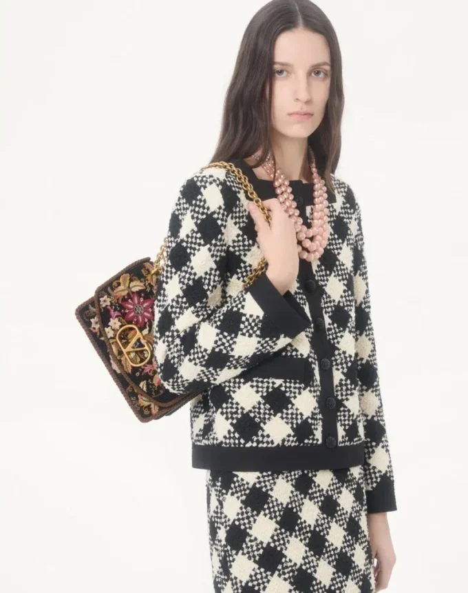 Valentino Garavani Vain Embroidered Shoulder Bag