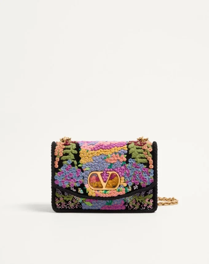 Valentino Garavani Vain Embroidered Shoulder Bag