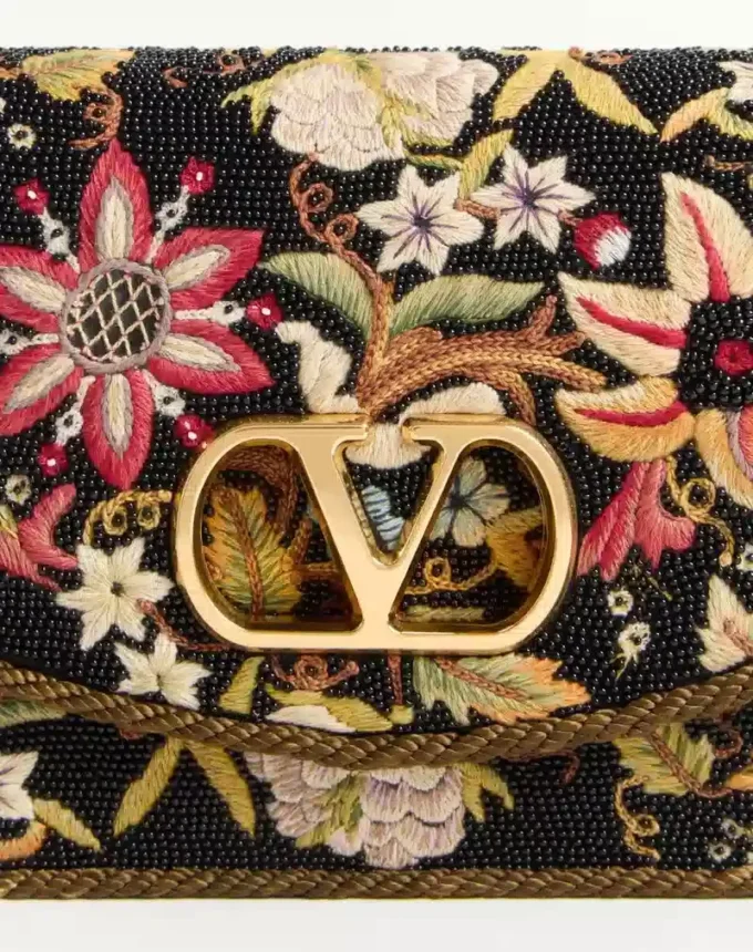 Valentino Garavani Vain Embroidered Shoulder Bag