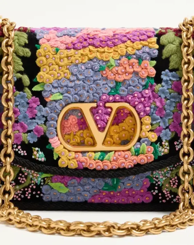 Valentino Garavani Vain Embroidered Shoulder Bag