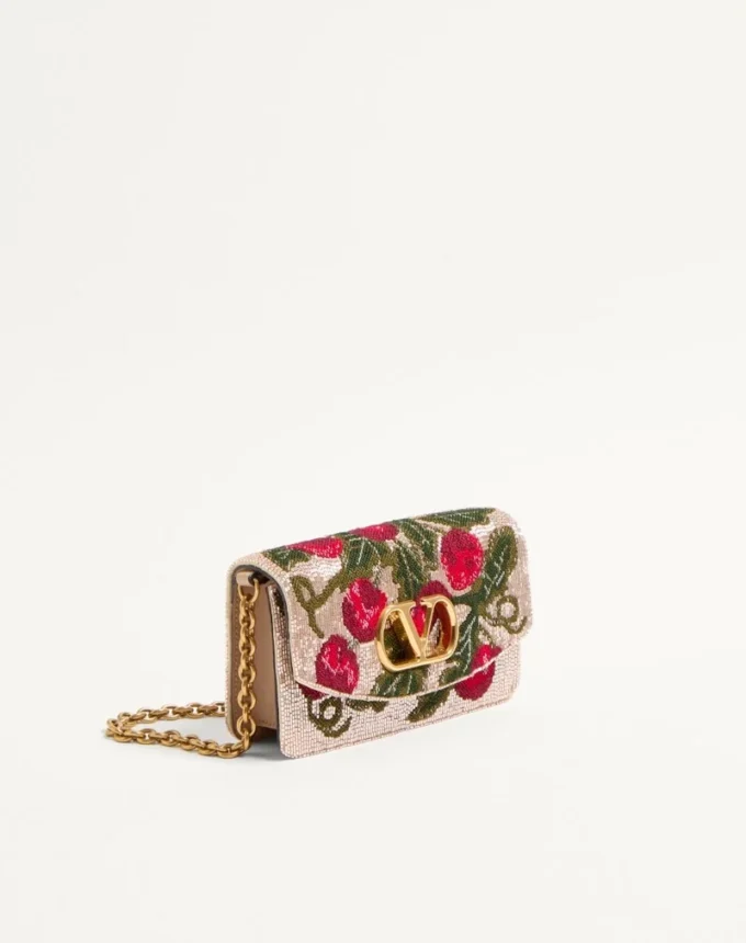 Valentino Garavani Vain Embroidered Shoulder Clutch With Cherryfic Pattern