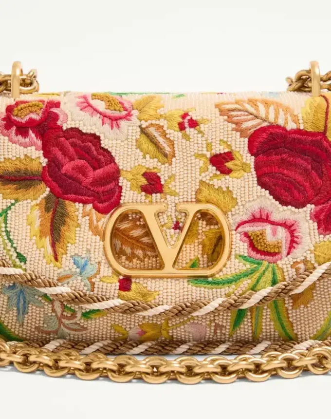 Valentino Garavani Vain Small Embroidered Shoulder Bag