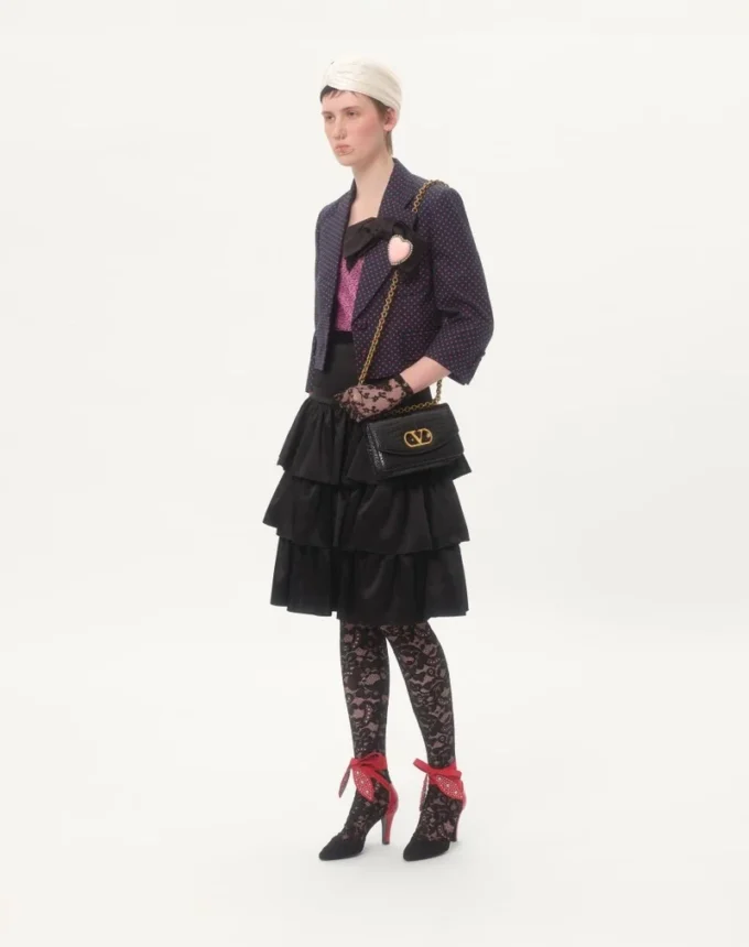 Valentino Garavani Vain Small Shoulder Bag In Crocodile Leather