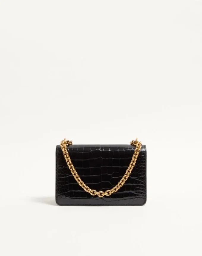 Valentino Garavani Vain Small Shoulder Bag In Crocodile Leather