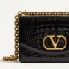 Valentino Garavani Vain Small Shoulder Bag In Crocodile Leather