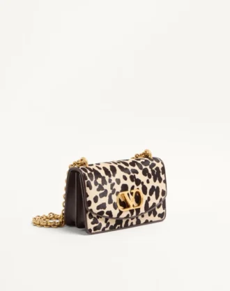Valentino Garavani Vain Small Shoulder Bag In Pony Effect Calfskin With Animalier Print