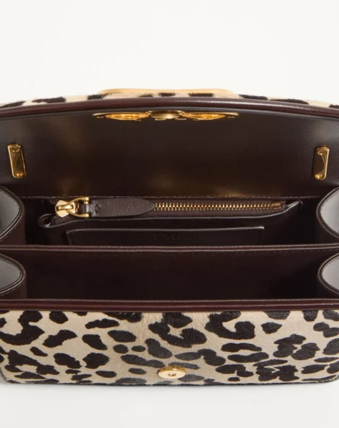Valentino Garavani Vain Small Shoulder Bag In Pony Effect Calfskin With Animalier Print