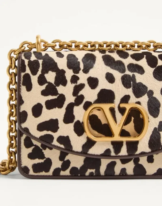 Valentino Garavani Vain Small Shoulder Bag In Pony Effect Calfskin With Animalier Print