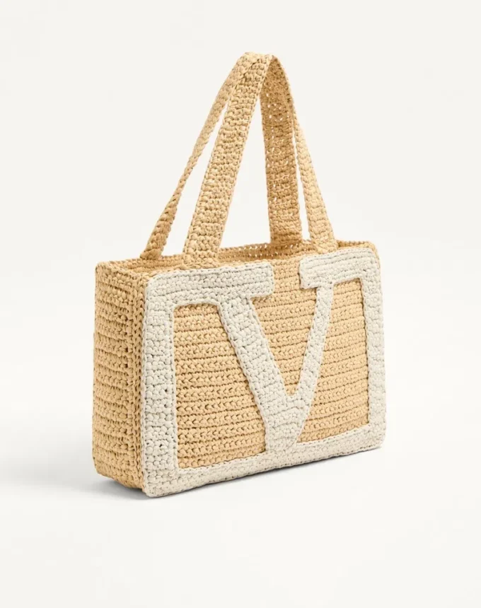 Valentino Garavani Viva Superstar Medium Shopping Bag In Raffia
