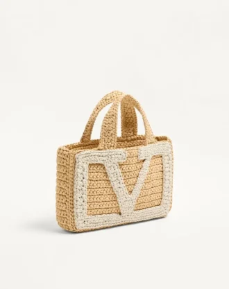 Valentino Garavani Viva Superstar Small Shopping Bag In Raffia
