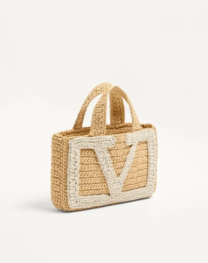 Valentino Garavani Viva Superstar Small Shopping Bag In Raffia