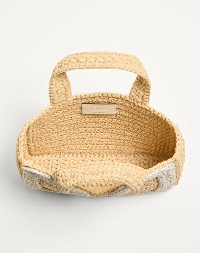 Valentino Garavani Viva Superstar Small Shopping Bag In Raffia