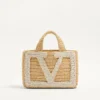 Valentino Garavani Viva Superstar Small Shopping Bag In Raffia