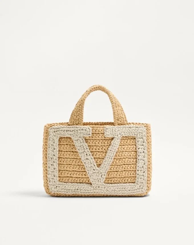 Valentino Garavani Viva Superstar Small Shopping Bag In Raffia