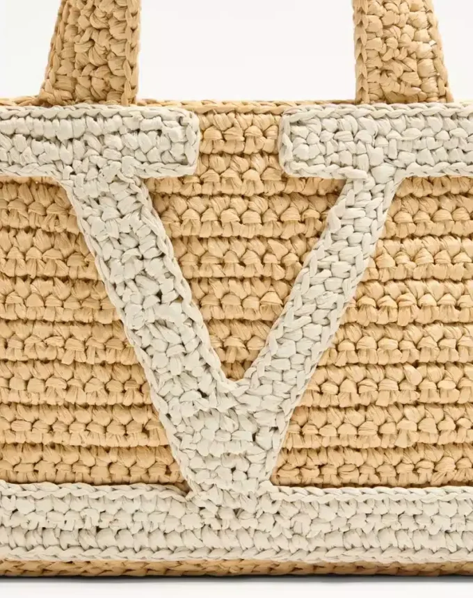 Valentino Garavani Viva Superstar Small Shopping Bag In Raffia