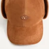 Valentino Garavani Vlogo Signature Baseball Cap in Suede and Sheepskin
