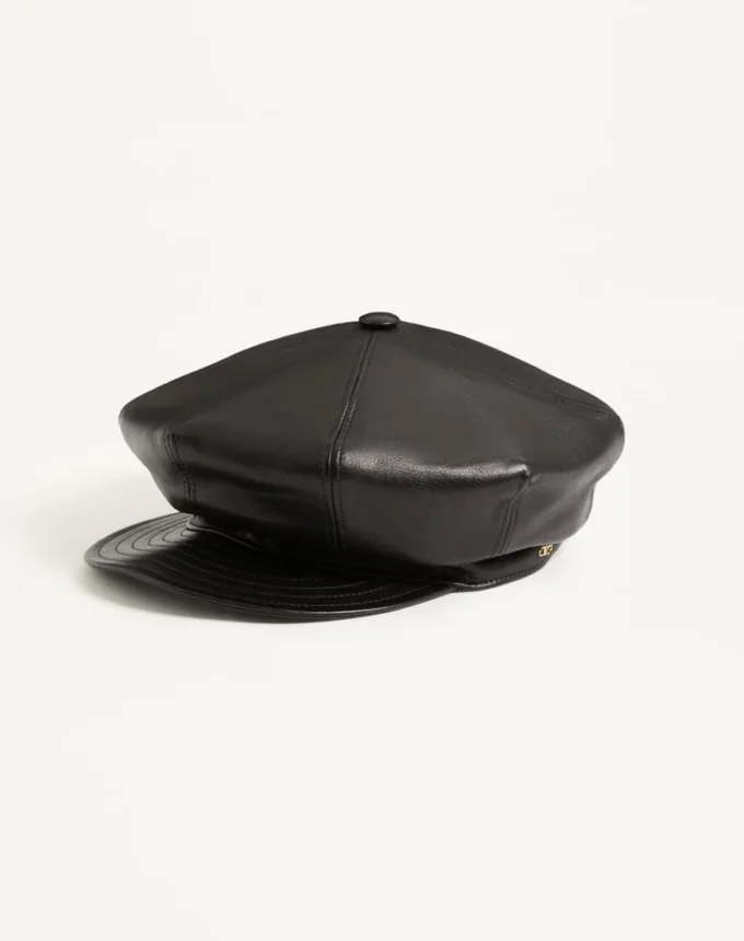 Valentino Garavani Vlogo Signature Leather Cap