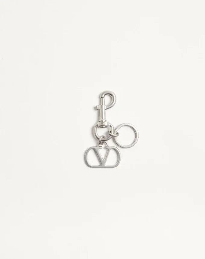 Valentino Garavani Vlogo Signature Metal Bag Charm With Key Ring