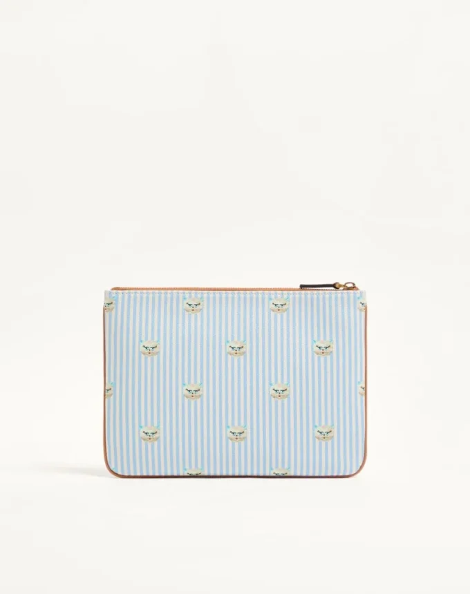 Valentino Garavani VLogo Signature pouch in grainy calfskin with Le Chat de la Maison print Valentino Garavani VLogo Signature pouch in grainy calfskin with Le Chat de la Maison print