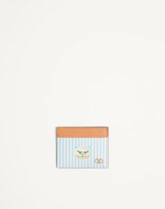 Valentino Garavani Vlogo Signature Wallet in Grainy Calfskin with Le Chat de la Maison print