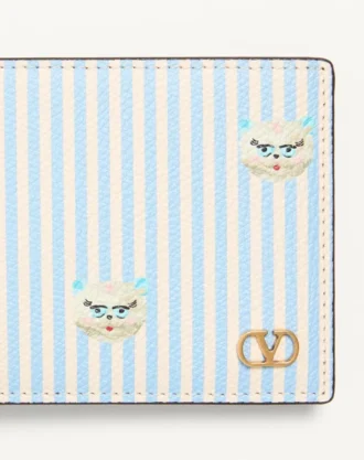 Valentino Garavani Vlogo Signature Wallet in grainy calfskin with Le Chat De La Maison print