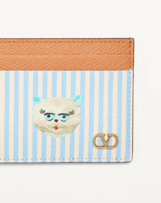 Valentino Garavani Vlogo Signature Wallet in Grainy Calfskin with Le Chat de la Maison print