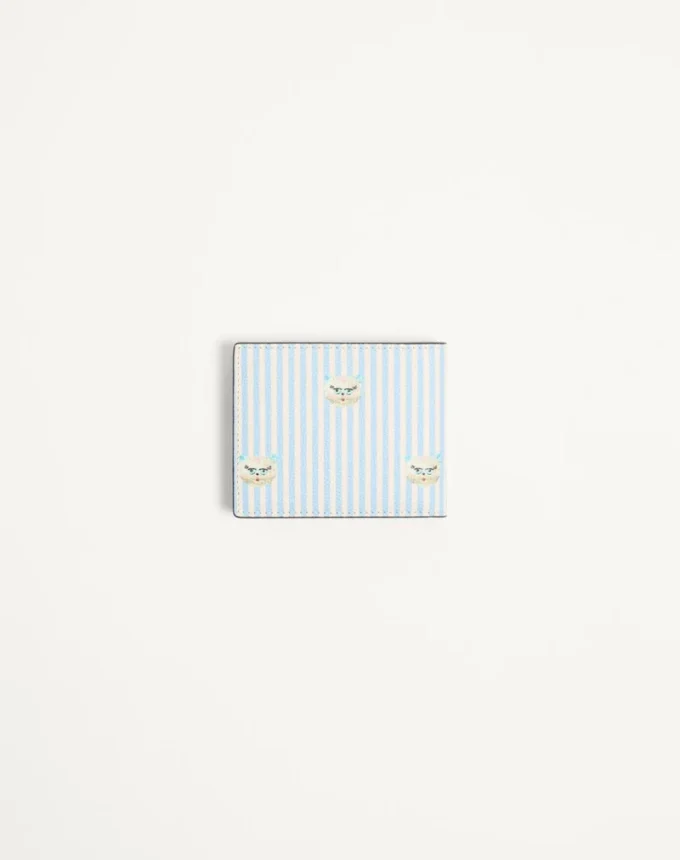 Valentino Garavani Vlogo Signature Wallet in grainy calfskin with Le Chat De La Maison print