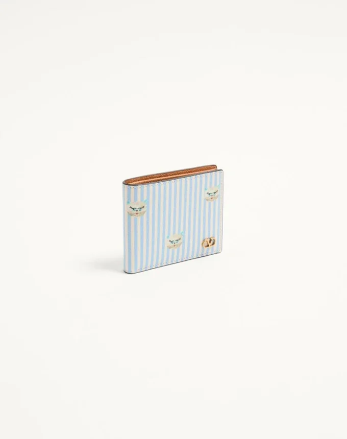 Valentino Garavani Vlogo Signature Wallet in grainy calfskin with Le Chat De La Maison print