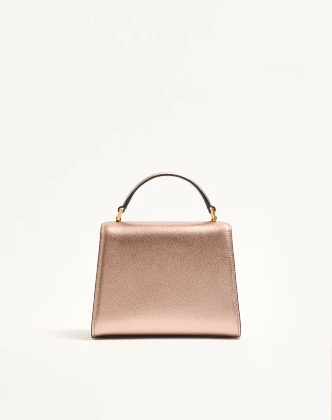 Valentino Garavani Vsling Mini Handbag In Laminated Grainy Calfskin With Jewel Logo